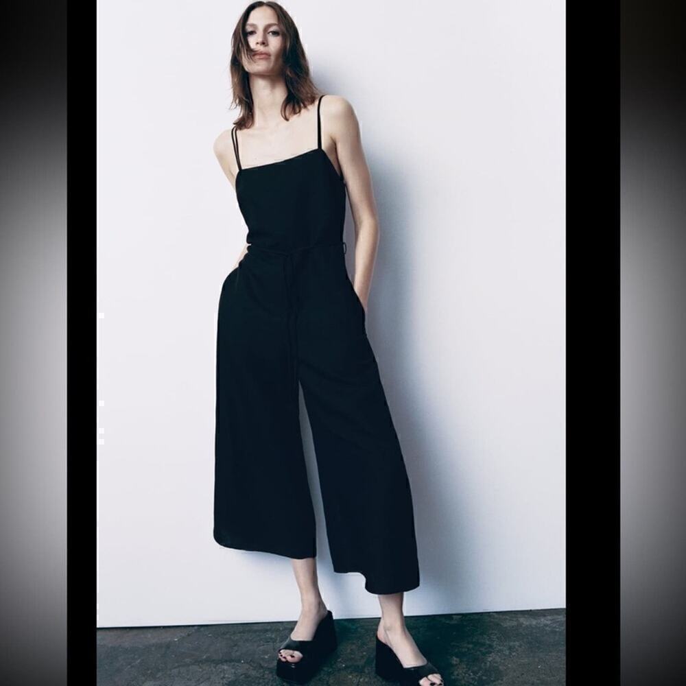 Zara LINEN BLEND STRAPPY JUMPSUIT - Size S- Brand New With Tags